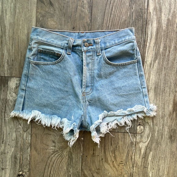 Denim Frayed Hem Women's Shorts - Picture 1 of 4